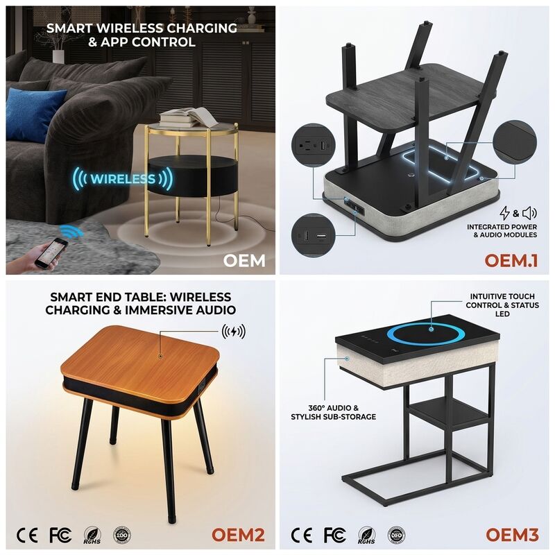 Smart Home Furniture C11 10W RMS Charging Rectangle End Wireless Charging Modern Living Room