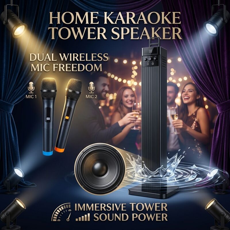 Home Karaoke Speaker AS680-2.1 150W RMS ARC Karaoke Party Tower Design Powerful Bass