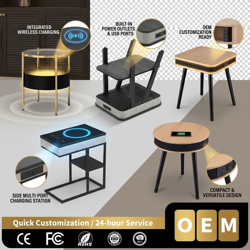 Smart Home Furniture C11 10W RMS Charging Rectangle End Wireless Charging Modern Living Room
