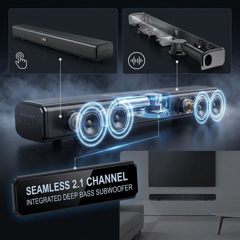Home Theater Soundbar system ASW280-2.1U 120W Karaoke Big Size Heavy Bass Immersive Audio