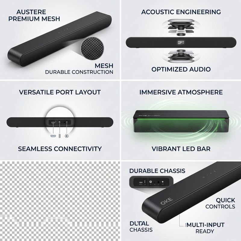 PC Soundbar Speaker AS-P1 10W Compact Mini Desktop Audio Monitor Speaker Video Calls