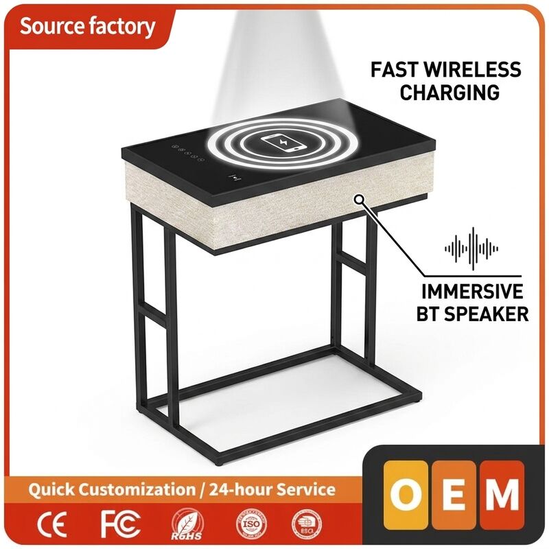 Wireless Charging Side Table ATC730 65W RGB All Bedside Table Modern Bedroom Built-in Speaker