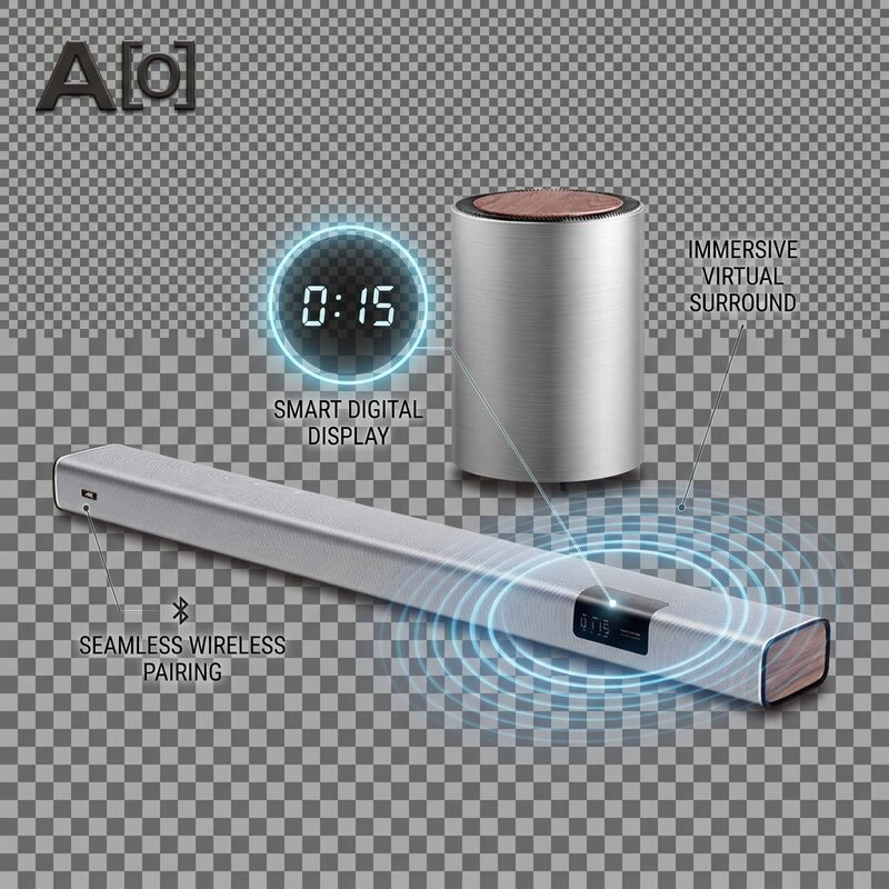 Bluetooth Soundbar Speaker AS-P1 30W 2.0CH Small / Super Bass TV Audio Wireless Streaming
