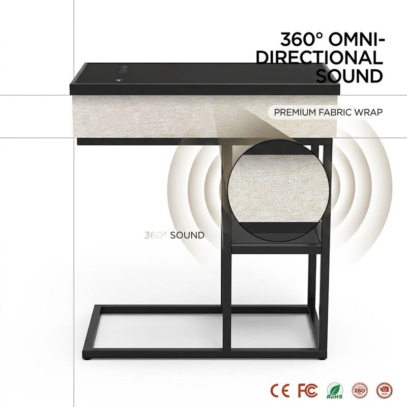 Wireless Charging Side Table ATC730 65W RGB All Bedside Table Modern Bedroom Built-in Speaker