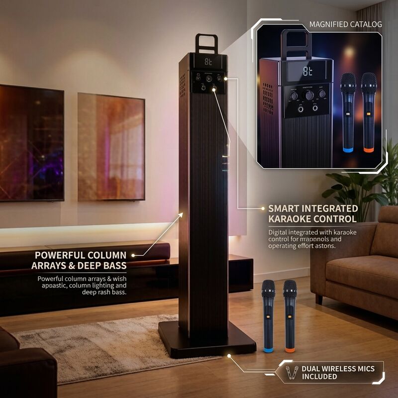 Home Karaoke Speaker AT620 150W RMS Tower ARC Karaoke Party Tower Design Powerful Bass