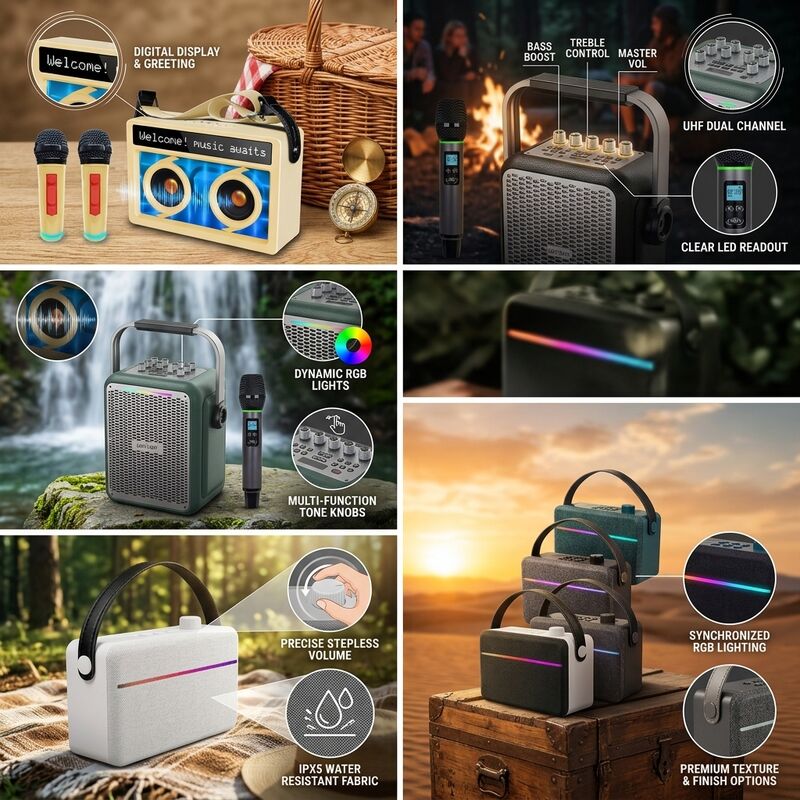 Wireless Portable Bluetooth Speaker AK3 30W IP54 Karaoke Outdoor Party Long Battery