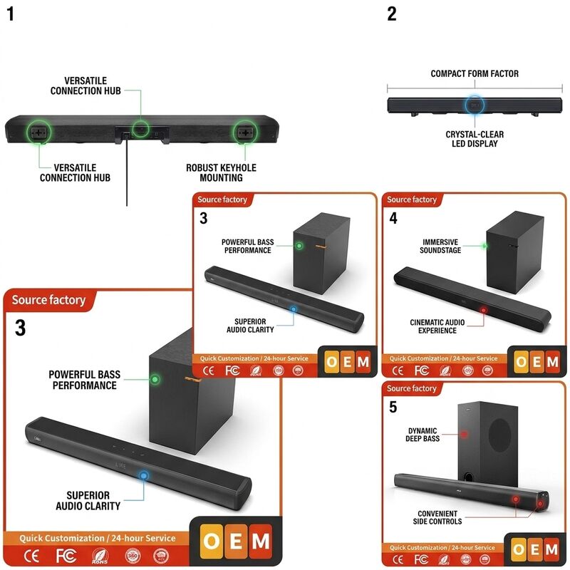 Wireless Soundbar Speaker ASW150-2.1UR 100W 89.5CM Subwoofer Surround Sound ARC HDMI