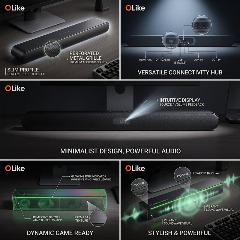 PC Soundbar Speaker AS-P1 2.0CH 10W Short Desktop Audio Monitor Speaker Video Calls