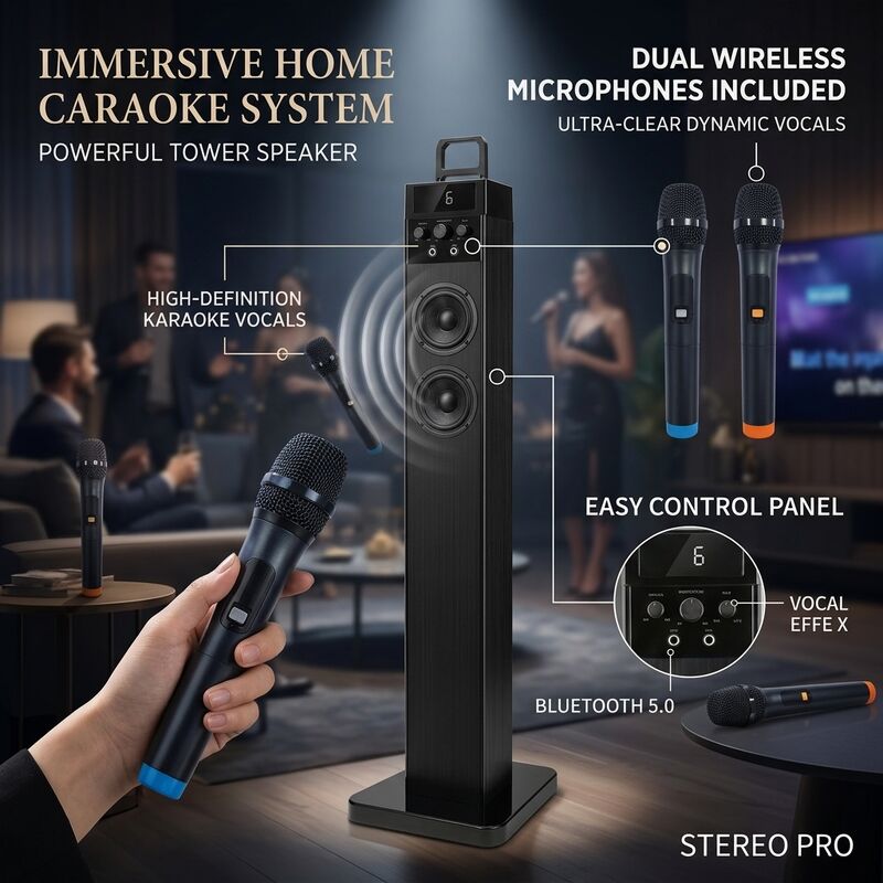Home Karaoke Speaker AT620 150W RMS Tower ARC Karaoke Party Tower Design Powerful Bass