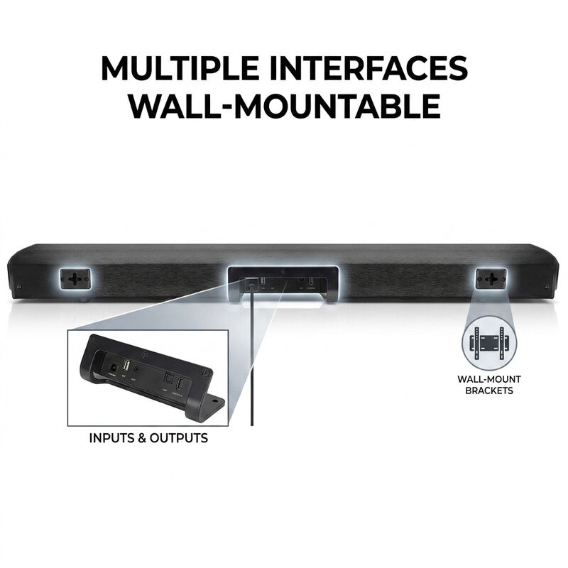 Wireless Soundbar Speaker ASW100-2.1U 100W 200W Deep Surround Sound ARC HDMI Deep Bass