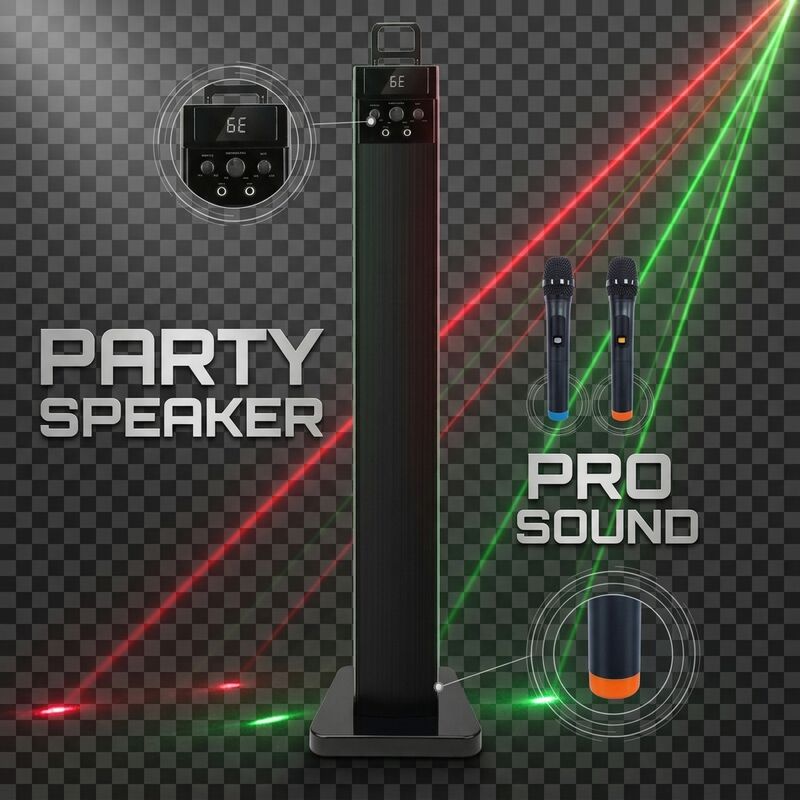 Home Karaoke Speaker AT620 80W RMS Tower 800W Karaoke Party Tower Design Powerful Bass