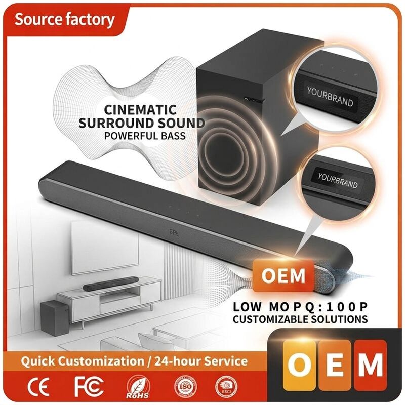 TV Soundbar Speaker ASW590-2.1 100W 2.1CH Subwoofer Bluetooth 5.0 Home Theater Deep Bass