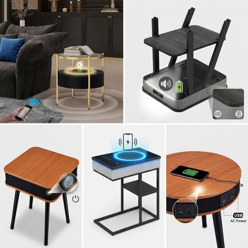 Smart Home Furniture C9 30W RMS Charging Side Charger Wireless Charging Modern Living Room