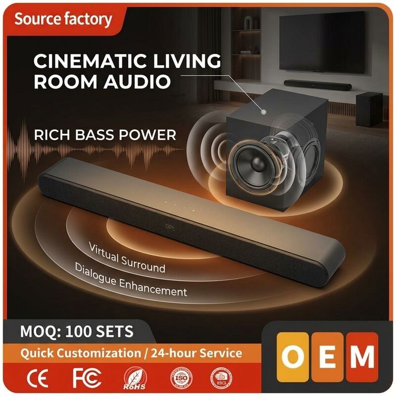 TV Soundbar Speaker AS510-2.1 100W Karaoke Subwoofer Theater Home Theater Deep Bass