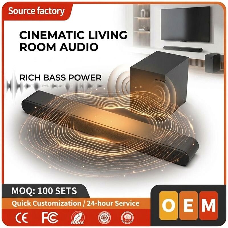 TV Soundbar Speaker AS510-2.1 100W Subwoofer Home Theater Deep Bass Wireless Subwoofer
