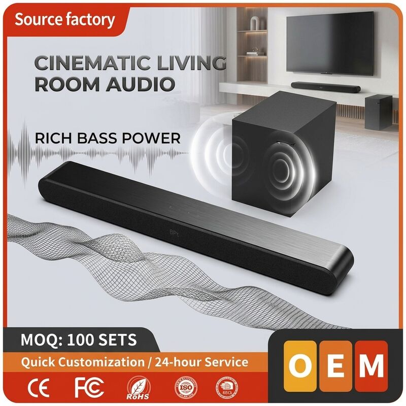 TV Soundbar Speaker AS510-2.1 100W Subwoofer Home Theater Deep Bass Wireless Subwoofer