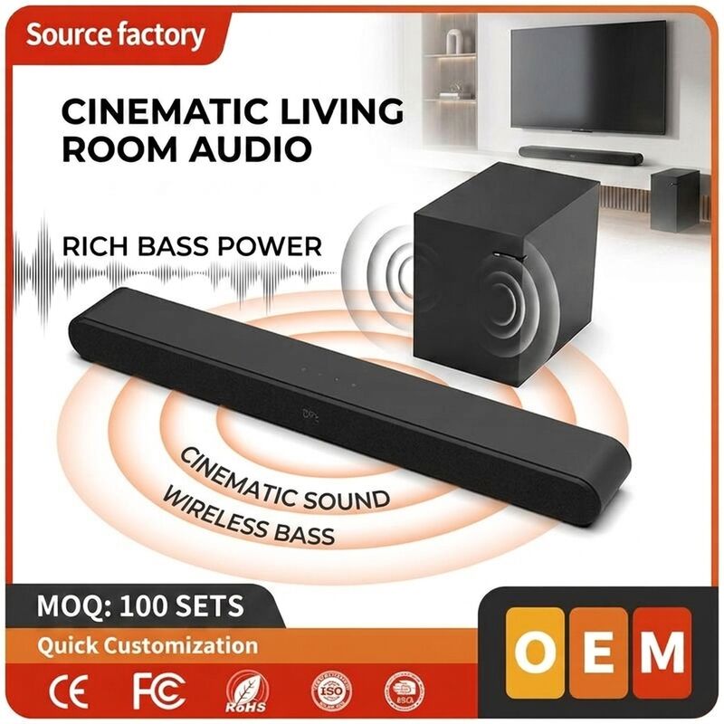 TV Soundbar Speaker AS510-2.1 100W 5.0 All In Home Theater Deep Bass Wireless Subwoofer